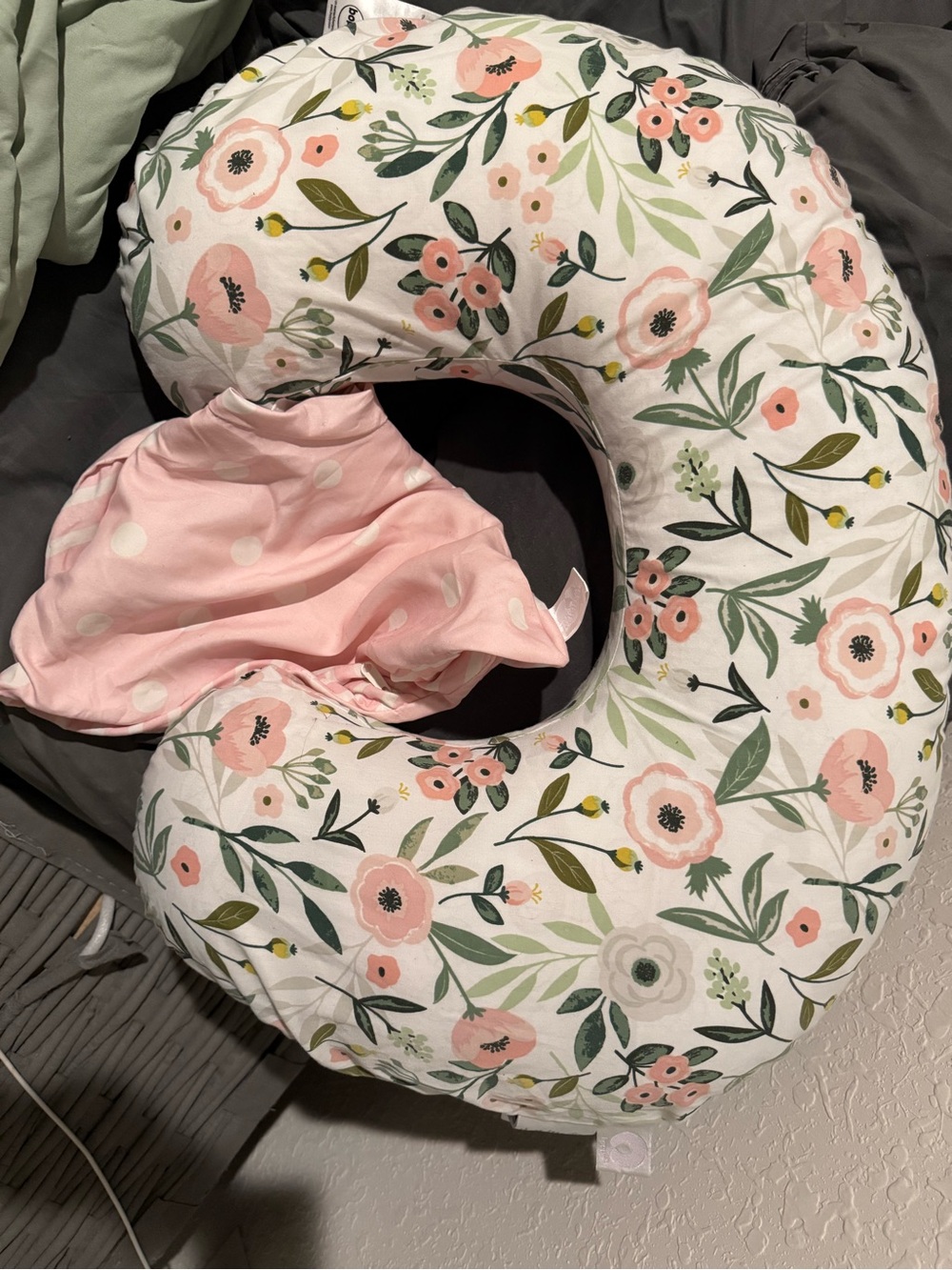 Boppy Nursing Pillow in Pink and Green Floral Print